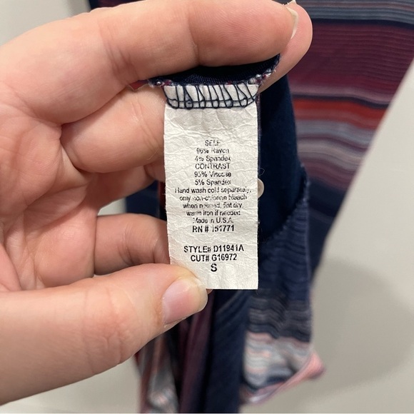 Gilli Stripe Stretch Maxi Dress Navy Small Open Back Sleeveless - Picture 8 of 8